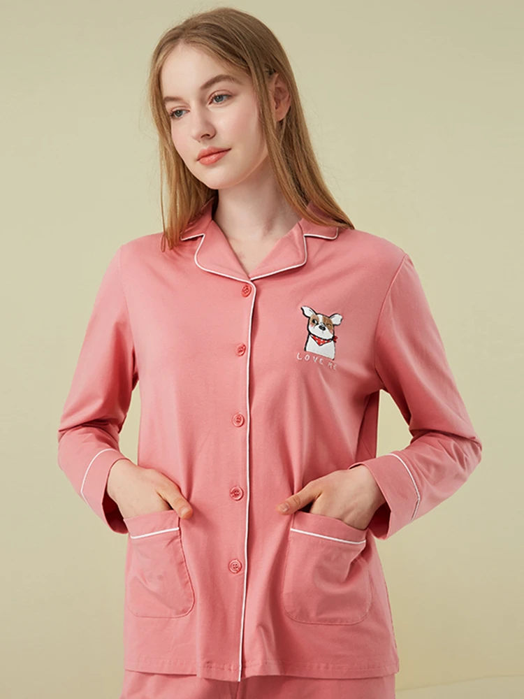 

Пижамный комплект Женский для пар, домашняя одежда из бамбукового волокна с открытым отворотом, повседневная Милая пижама с принтом, одежда...