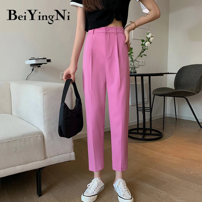 

Beiyingni Summer Korean Fashion All-match Solid Pants Female Chic High Street Slim Suits Trousers Womens Casual Pants Woman OL