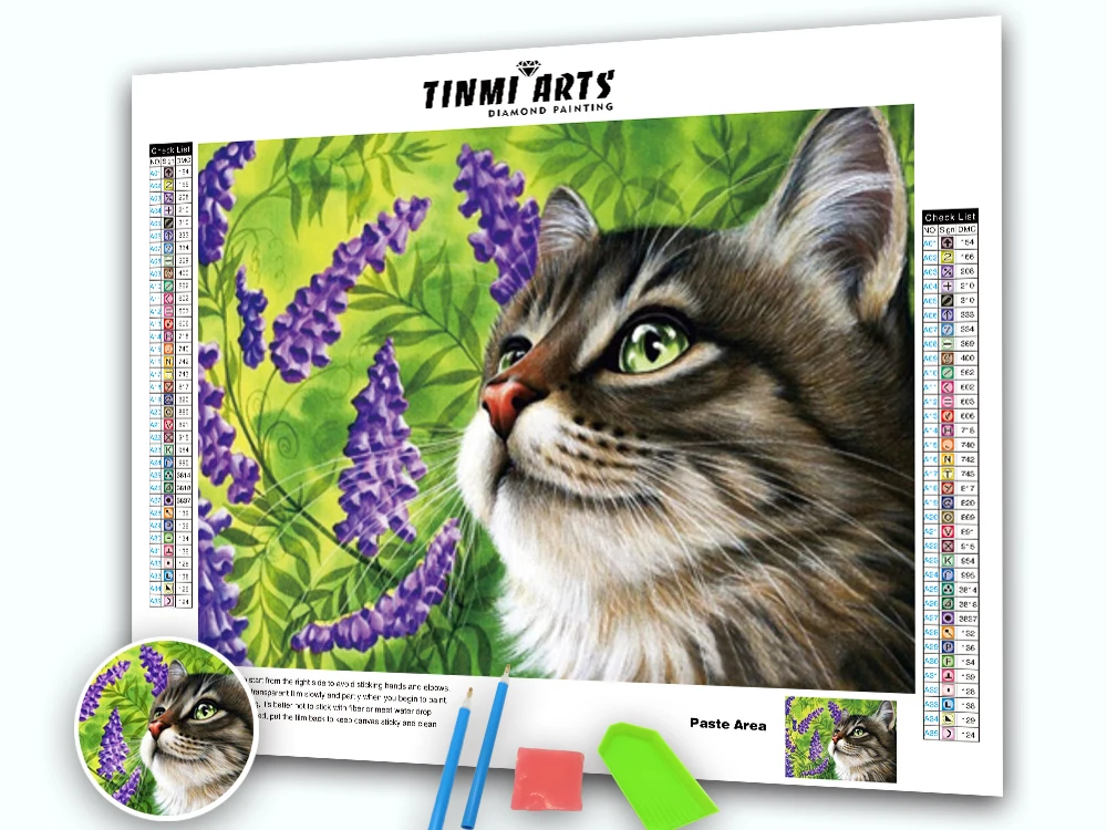Алмазная 5D картина сделай сам Набор для вышивки крестиком с кошкой цветком