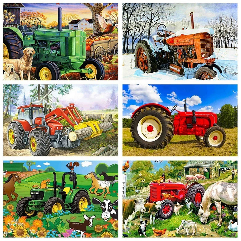 Алмазная краска сделай сам полностью квадратная с бриллиантами трактор картина