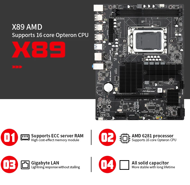 JINGSHA Socket AM3 AMD X89 Set G34 системная плата с Opteron 6276 cpu и CPU Fan SATA2 USB 3 0|Материнские платы| |