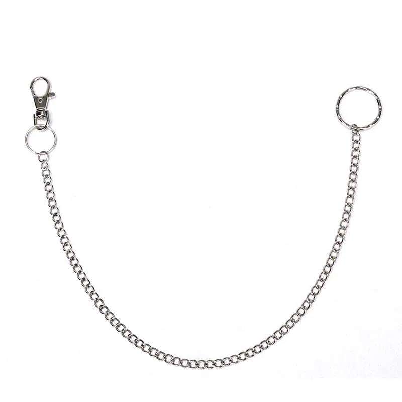 1PCS 38cm Metal Wallet Belt Chain Rock Punk Trousers Hipster Pant Jean Keychain Silver Ring Clip Keyring Men's HipHop Jewelry punk street keychain trousers pants chain for women men multi layer metal wallet belt chains hipster keyring hiphop jewelry