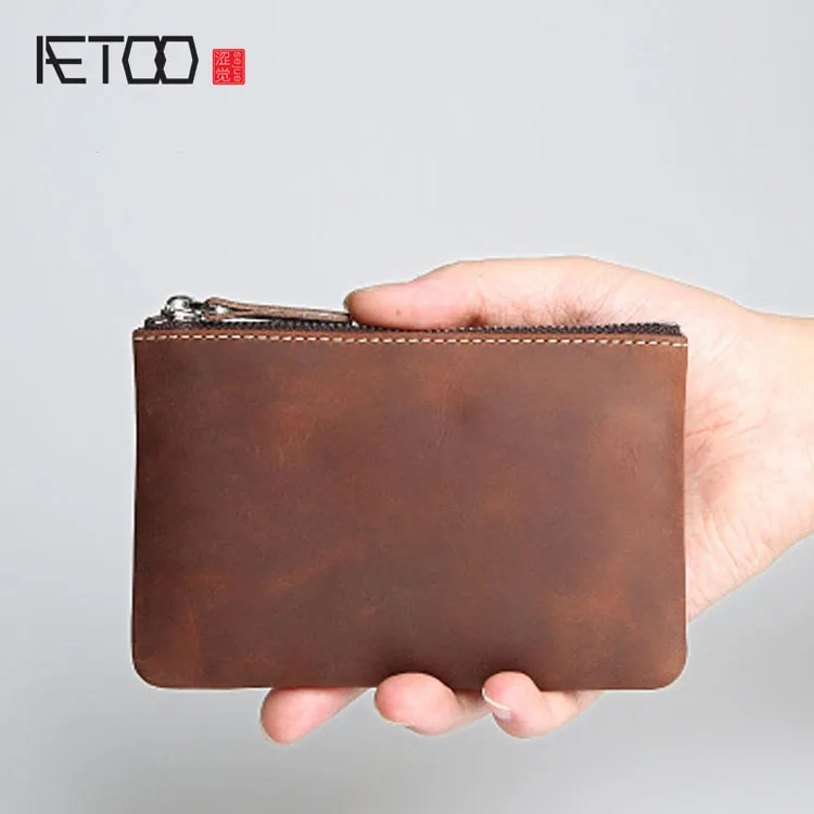 AETOO ручной работы Ретро стиль для мужчин и женщин короткий кошелек кожаный мини