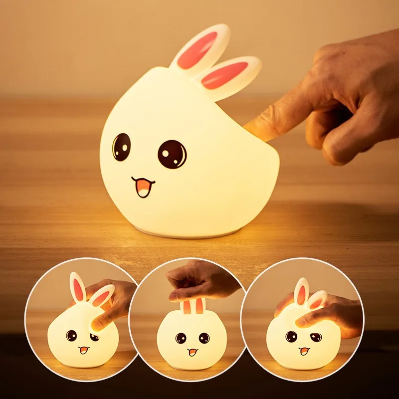 

Rabbit Night Light USB for Children Baby Kids Gift Animal Cartoon Decorative Lamp Bedside Bedroom Living Room