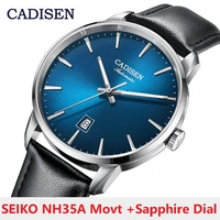 cadisen 50m diving mens watches nh35a movement automatic mechanical wristwatch sapphire glass luminous pointer watches relogio