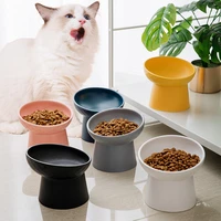 cute pet bowl ceramic cat bowl dog bowl oblique mouth high bowl cat food bowl protection spine flat face bowl pet supplies