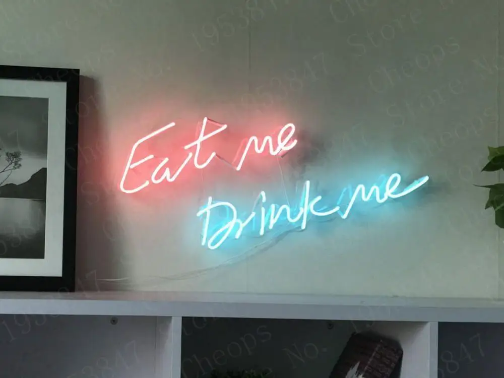 Подарочные неоновые вывески Eat Me Drink Настоящая стеклянная трубка пивной бар паб