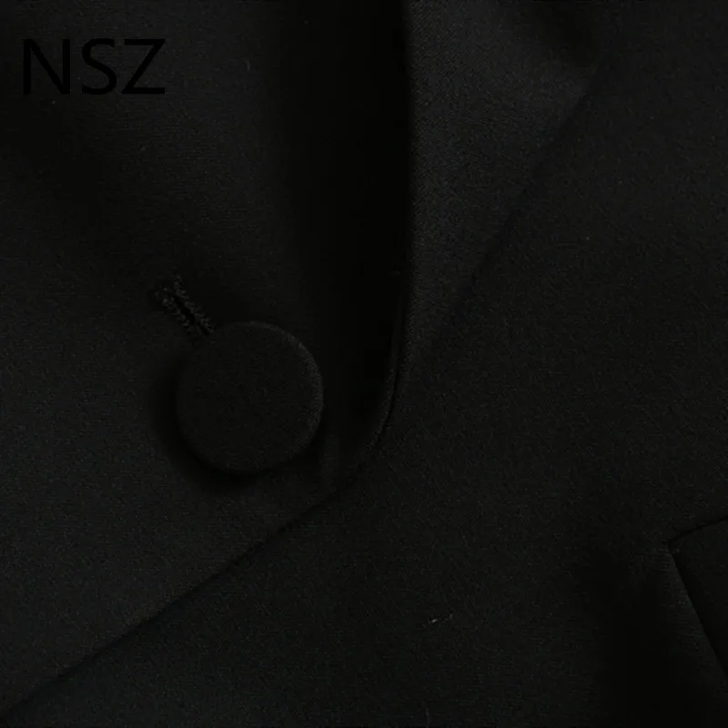 NSZ женские черные Блейзер Длинные рукава двубортный элегантные офисные вечерние