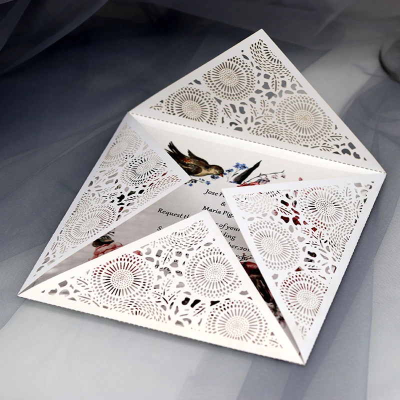 1 шт. элегантные квадратные Пригласительные открытки с цветочной лазерной резкой