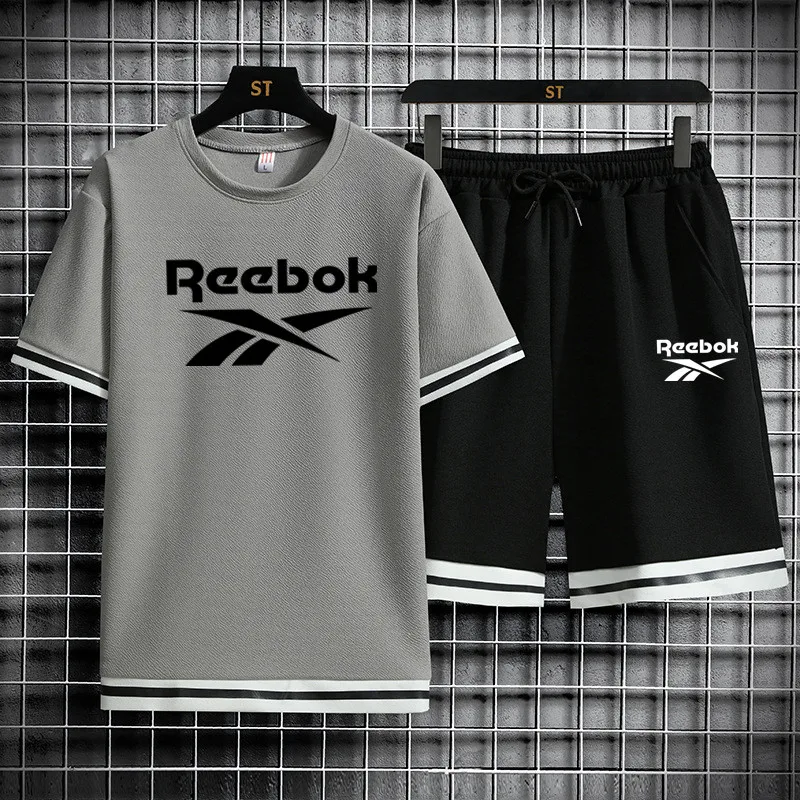 

2021 new T-shirt 2-piece sportswear men's short-sleeved + pants track and field sportswear suit casual sports men's clothes