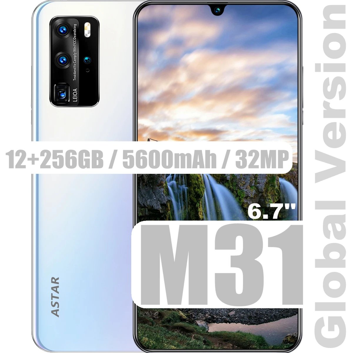 

Hot Sale M31 Global Smartphone 12GB 256GB 6.7'' Android 10.0 32MP Camera 4G LTE Dual SIM 5600mAh MediaTek 10 Cores Cellphone