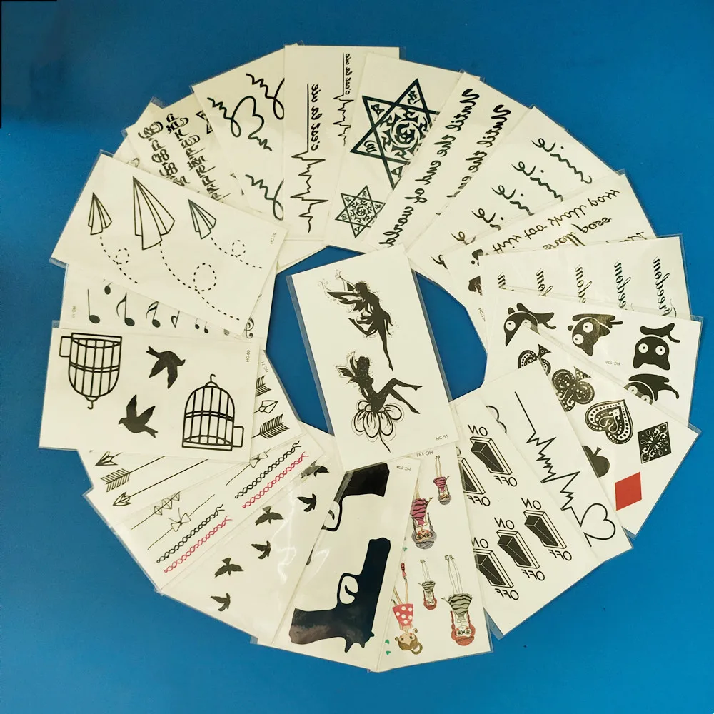 Водостойкие Временные татуировки-наклейки луна холм лес звезды черные маленькие