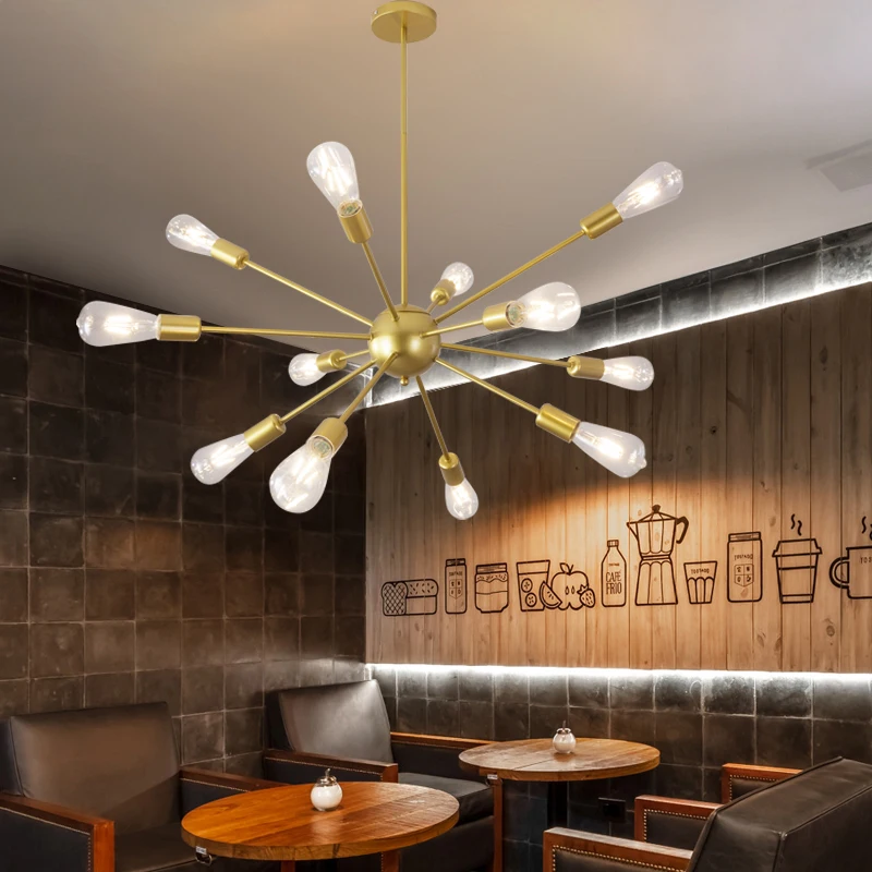 Люстра &quotспутник&quot старинная Золотая промышленная люстра Светильники для