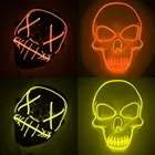 Светодиодная маска на Хэллоуин вечеринку Маскарад страшные маски Ужасный Череп неоновый свет светится в темноте тушь для ресниц ужас светящаяся маска
