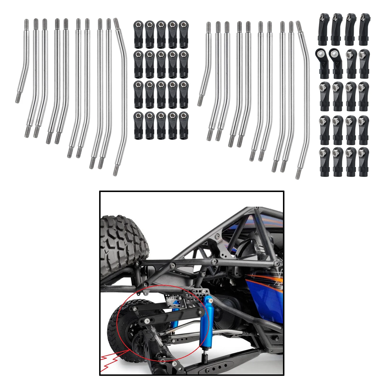 

Upgrade Metal Linkage Link Rod End for Axial SCX10 1/10 RC Car Accessory