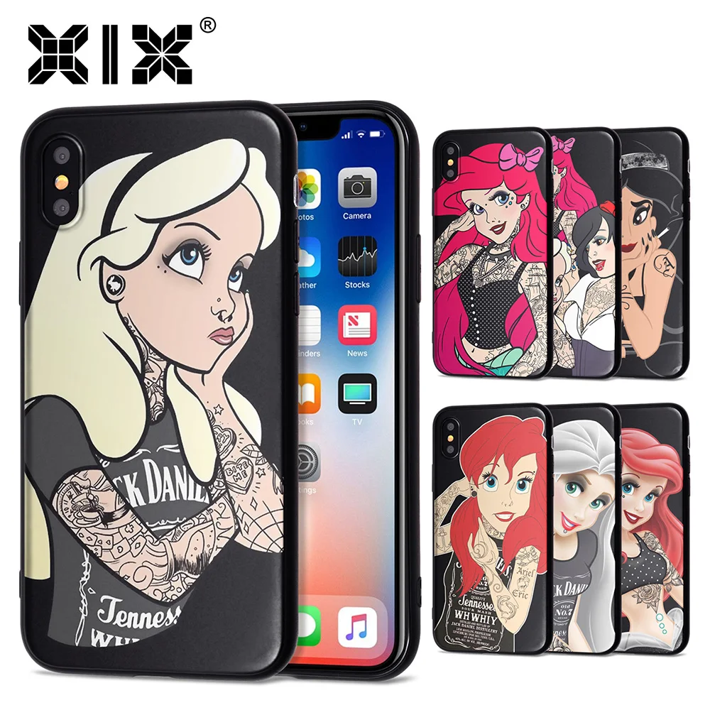 Чехол для iPhone 11 Pro, чехол для iPhone 5, 5S, 6, 6 S, 7, 8 Plus, X, XS, Max, тату, принцесса, чехол для iPhone 7, чехол из мягкого ТПУ для iPhone XR, чехол