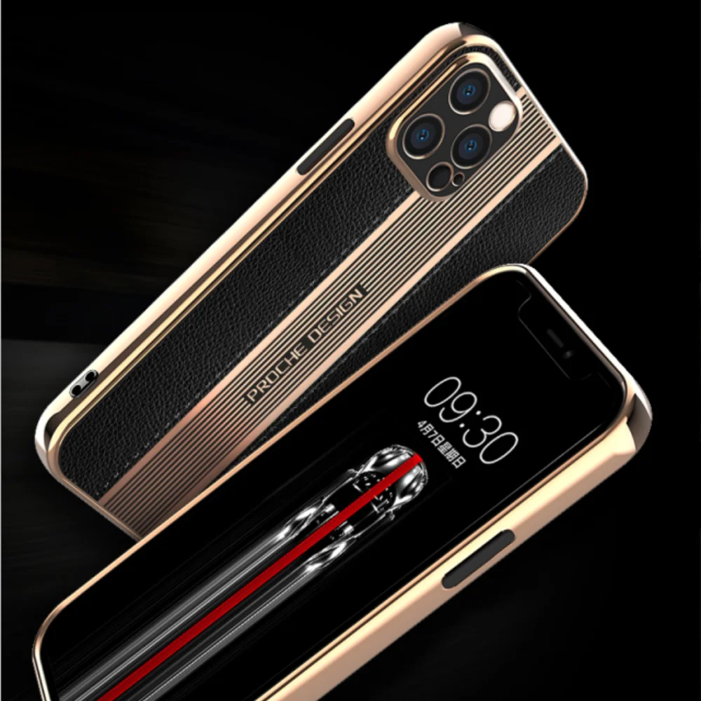 

Luxury Plating Soft Leather Phone Case for iPhone 11 Pro 12 Pro Cases for iPhone 12 11 Pro Max 11 12 Business Shockproof Cover