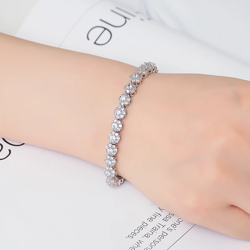 Женский Регулируемый браслет с фианитами в форме цветка | Украшения и аксессуары