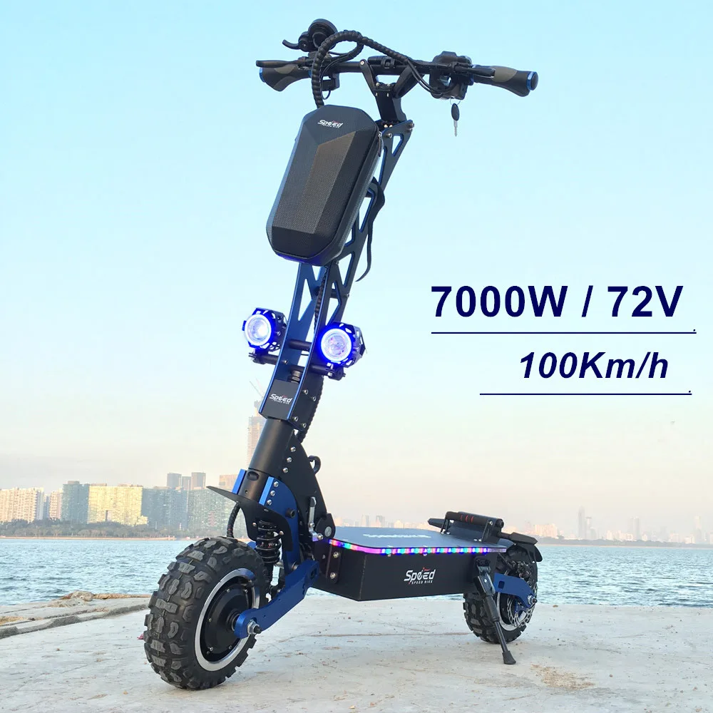 SpeedBike 72V 7000W электрический скутер с двойным мотором 11 дюймов внедорожных на дороге