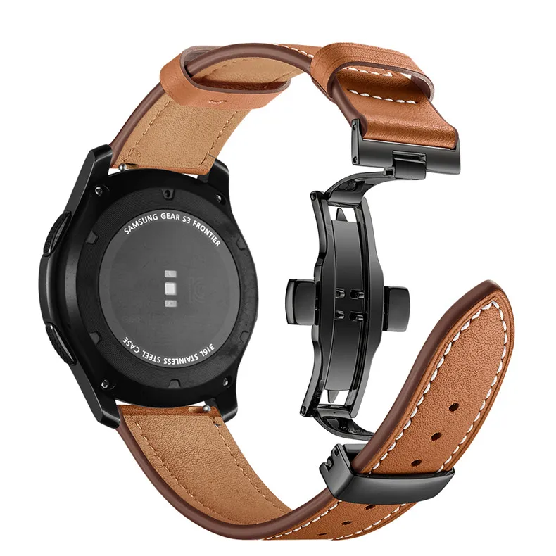 Высокое Качество Бабочка застежка кожа 22 мм ремешок для samsung Galaxy Watch 46 S3 браслет