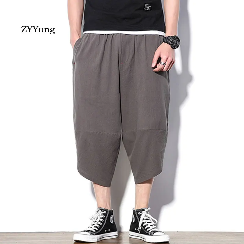 Новинка лета 2020 оригинальные мужские однотонные шаровары большого размера