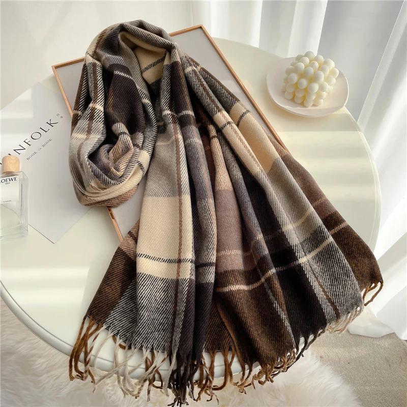 

Thick Warm Winter Scarf Design Print Women Cashmere Pashmina Shawl Lady Wrap Tassel Scarves Knitted Men Foulard Blanket