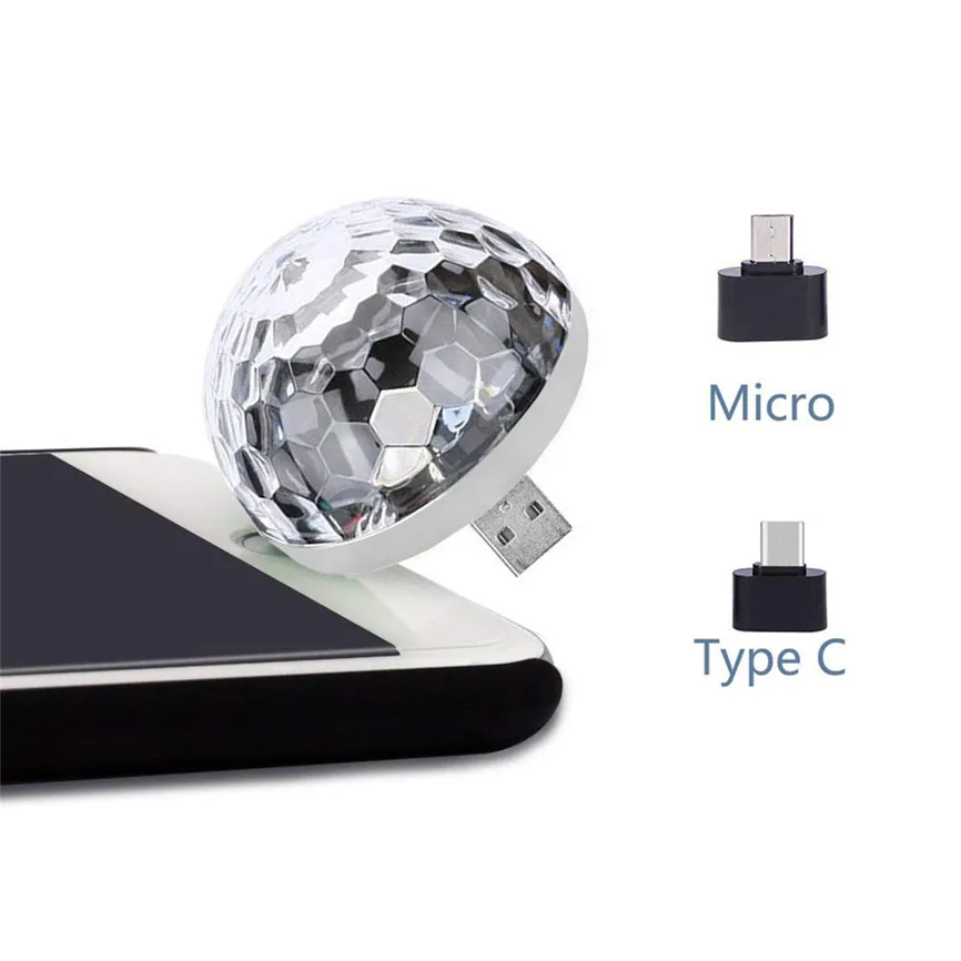 Лазерный USB светильник мини RGB светодиодный диско шар в форме сценического