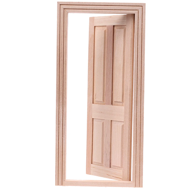 

1/12 Dollhouse Miniature Wood Color 4 Panel Interior Wooden Door DIY Model Accessories Toys