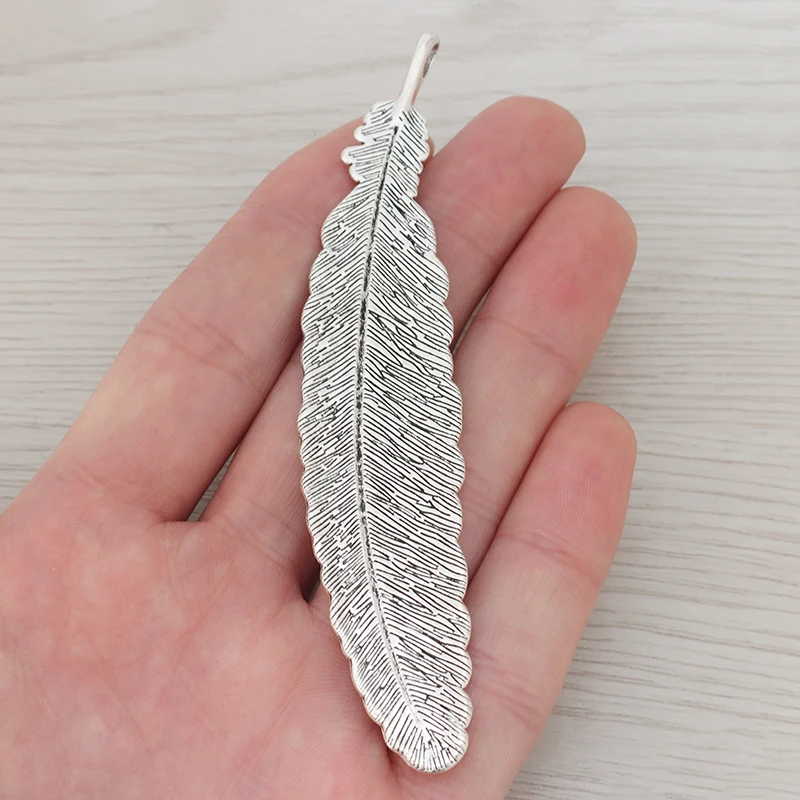 5 х тибетские серебряные большие подвески в виде листьев перьев для ожерелья