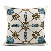 linen throw pillow cover case coastal breeze tile decorative decorative pillow cases covers home decor square 18 x 18 inches