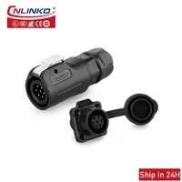 cnlinko lp12 ip67 waterproof 7pin wire electrical male female plug socket 22awg power connector for industrial marine lighting
