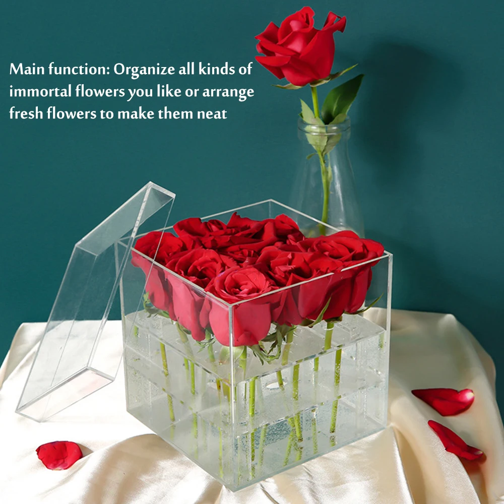 Акриловый прозрачный органайзер для макияжа косметики чехол коробка с цветами