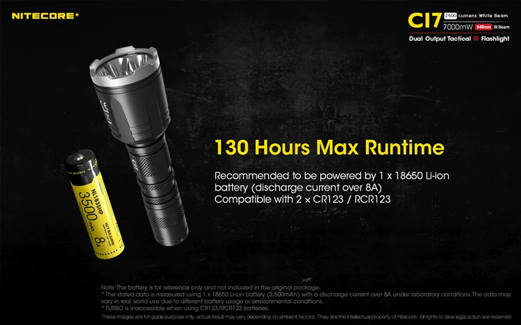 NITECORE CI7 Тактический ИК-фонарик комплект 4* CREE XP-G3 S3 4* SST-10-IR светодиоды Макс 2500 люмен 7000 МВт открытый свет охота факел