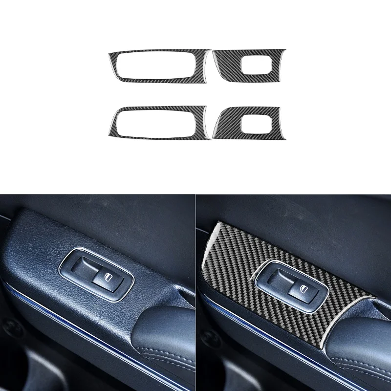 

Fit For Dodge Charger 2015+ Carbon Fiber Door Arm Rest Panel Sticker Interior Window Control Button Car Accessories