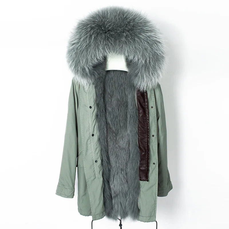 

Luxury Winter Women Fur Parkas Coat Jacket Real Fox Lining Hoody Outerwear LF2011