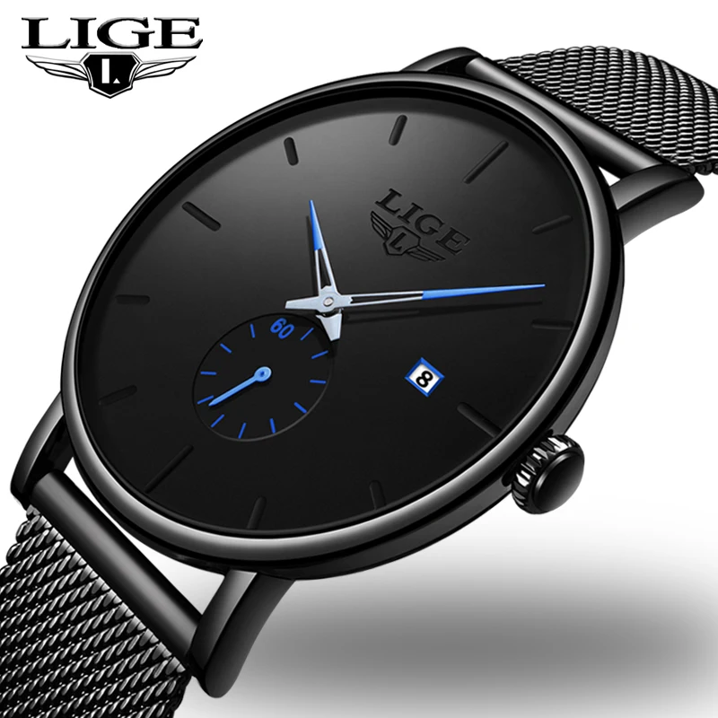 Часы наручные LIGE женские и мужские кварцевые брендовые Роскошные спортивные