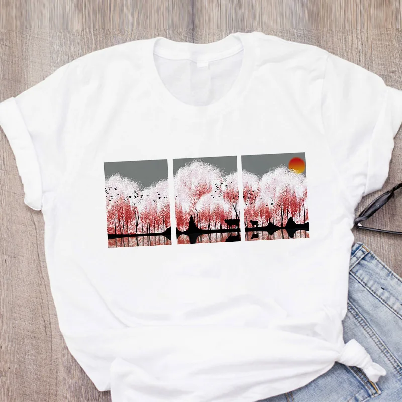 

2020 Новая летняя футболка с эстетическим пейзажем женская красивая футболка с графикой Harajuku модная футболка футболки женская одежда