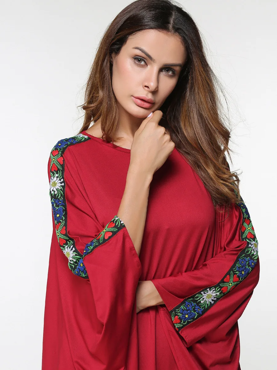 Мусульманское платье Abaya женское однотонное кимоно с рукавом летучая мышь