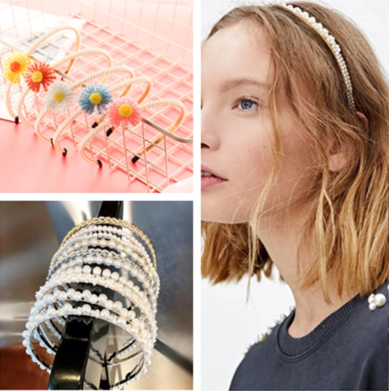 Ободок для волос с жемчугом Женский элегантный простой аксессуар на голову