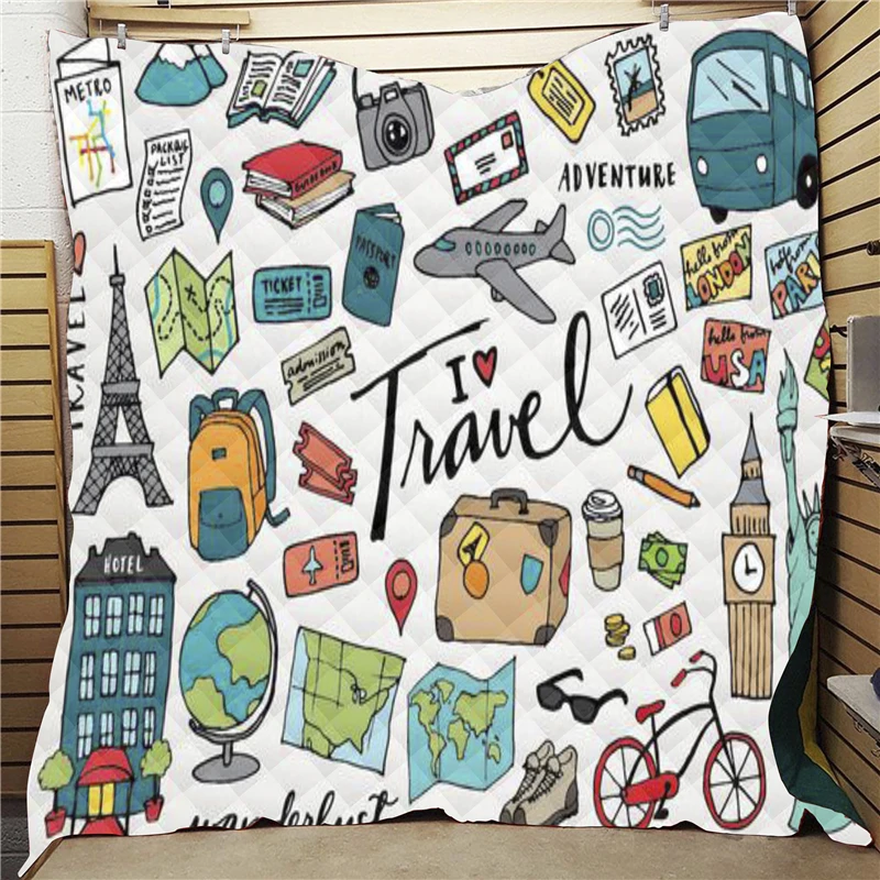 Покрывало для дивана с принтом походный элемент мягкое теплое одеяло из хлопка