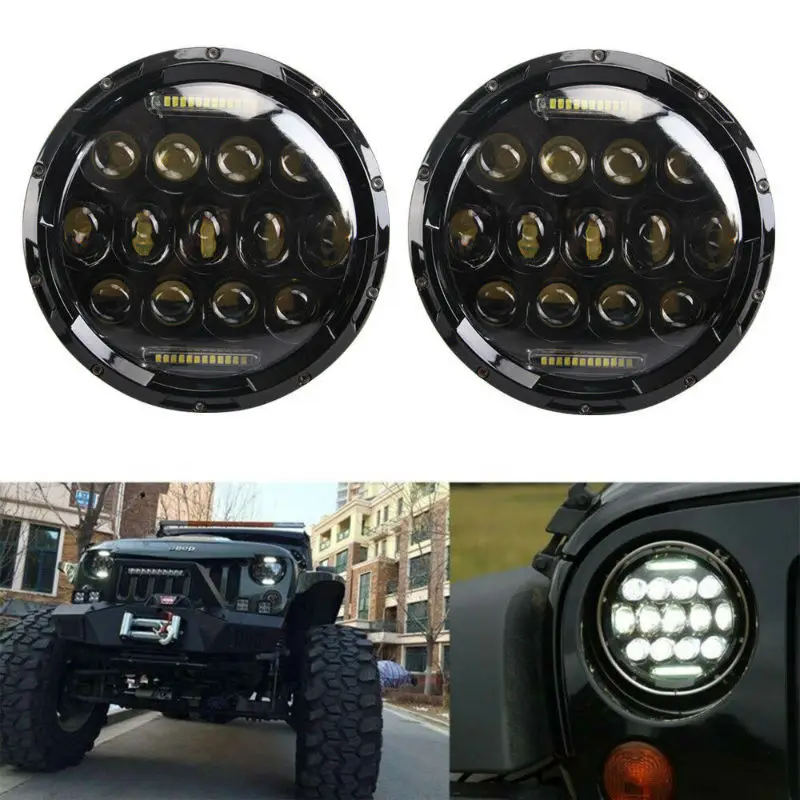 2x для 4X4 Lada Niva 75 Вт 7 дюймов светодиодный фары с DRL Jeep Wrangler грузовики внедорожные