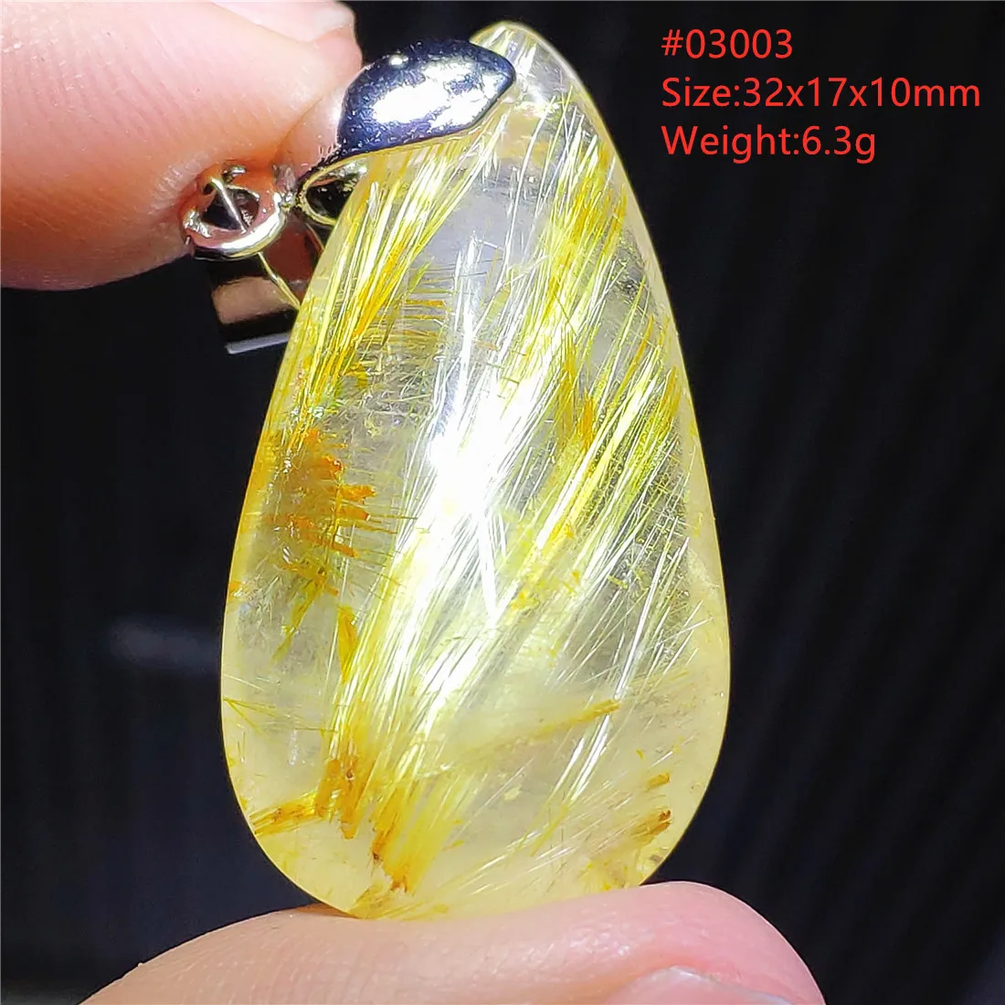 Natural Gold Rutilated Quartz Water Drop Pendant Gemstone Rectangle Gold Rutilated Necklace Wealthy Crystal Jewelry AAAAA