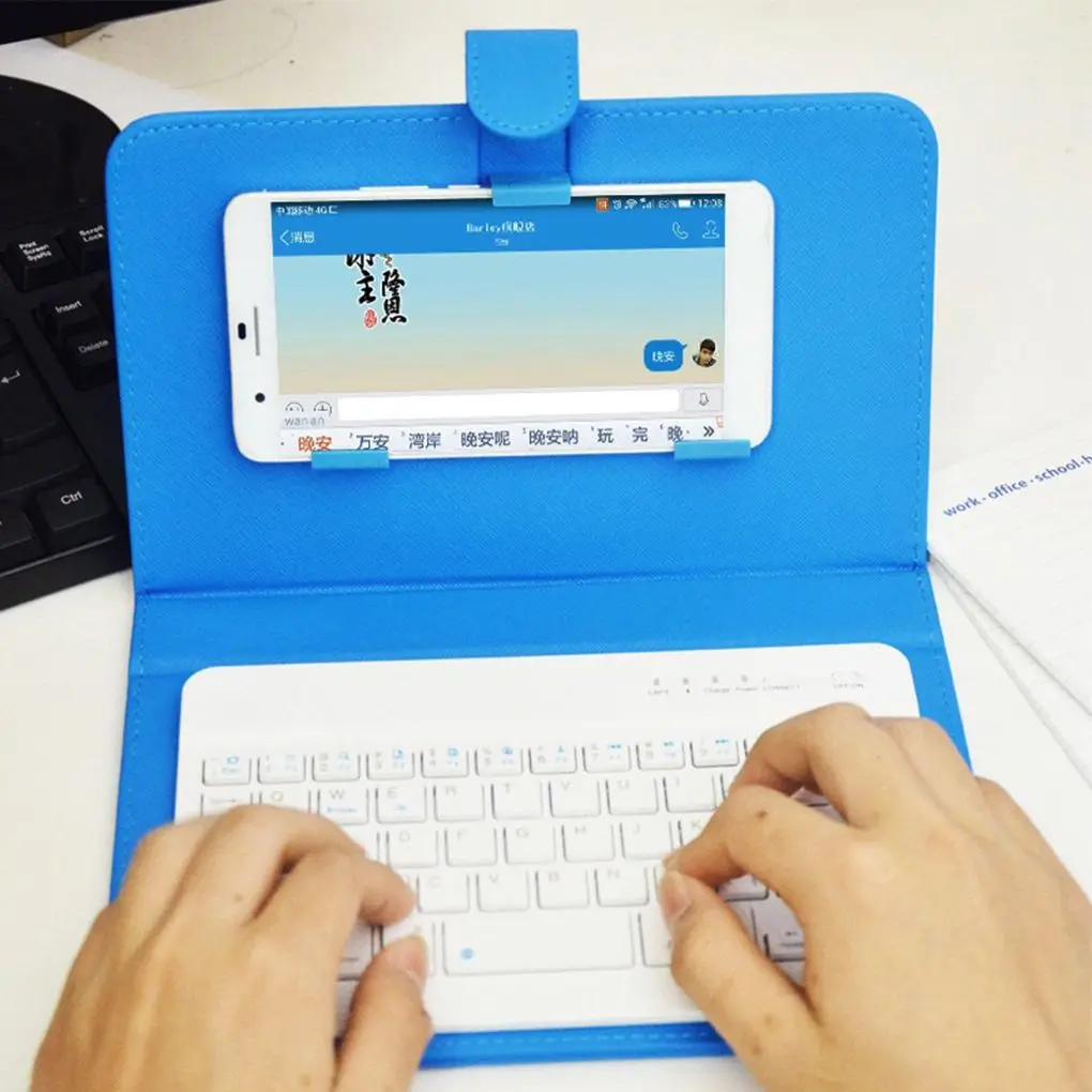 Портативный Bluetooth клавиатура чехол мобильный телефон Беспроводной из