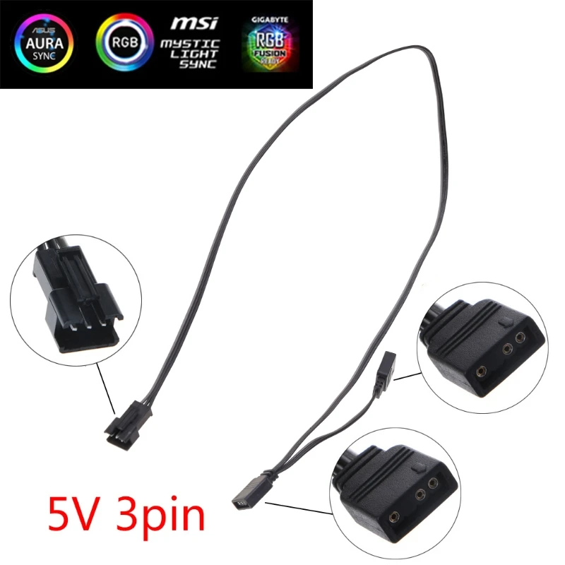 

ARGB Light Control 5V 3Pin Extension Cable Adapter Cord Line for AURA AS-US/MSI Motherboard Spliter Accessories