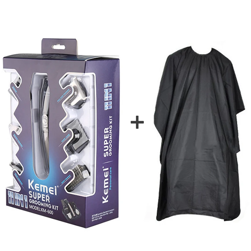 KM-600Haircut cloth Kemei триммер для волос, электрическая машинка для стрижки волос, Мужская бритва для бороды, беспроводная стрижка, многофункциональная бритва, триммер для волос в носу, km 600 cut 5 - Цвет: KM-600Haircut cloth
