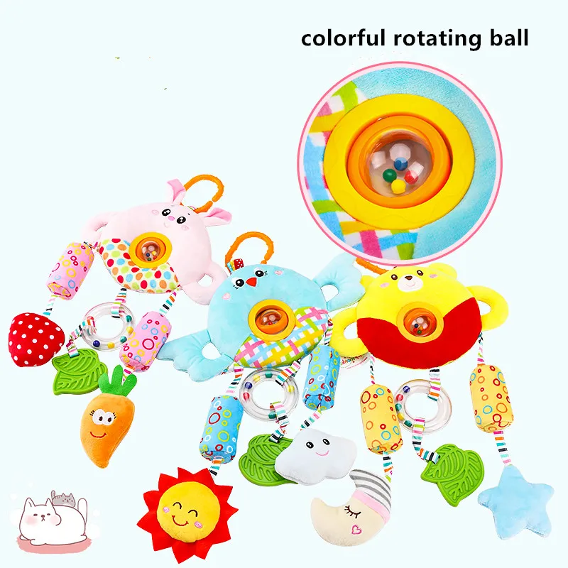 Мобиль для детской кроватки детские плюшевые игрушки с прорезывателем пищалка