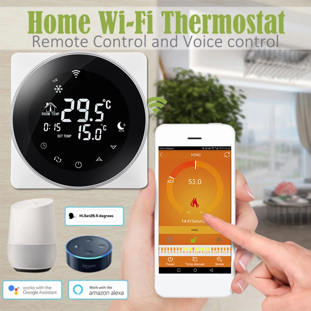 

Vancoo WiFi Smart Thermostat 220V Gas Boiler Temperature Controller Floor Heating Remote Works With Alexa Google Home