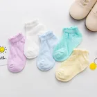 5 партЛот, детские носки для девочек, летние сетчатые хлопковые тонкие гольфы для мальчиков, модные эластичные белые кружевные детские носки с цветами для принцесс