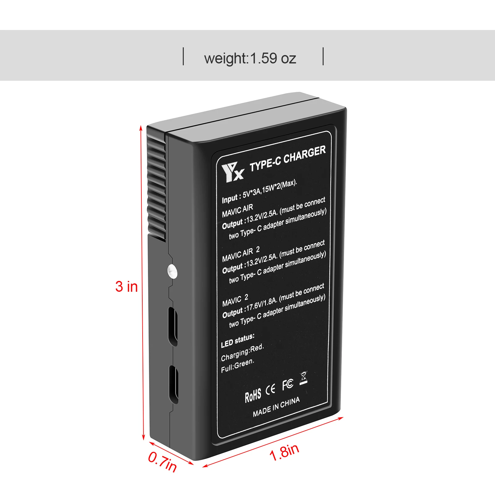 

Быстрое зарядное устройство QC 3,0 для дрона, быстрая зарядка, USB-зарядка для DJI Mavic Air 2S/Air 2, зарядный USB-кабель для дрона