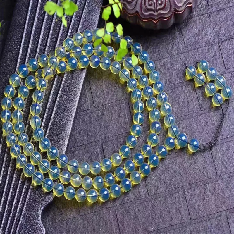 Браслет из агата и голубого янтаря 108 натуральный янтарь воска | Дом сад